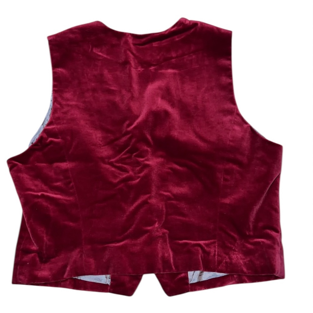 LOFT Ann Taylor Rich Burgundy Velvet vintage Vest Size 14P - Picture 2 of 3